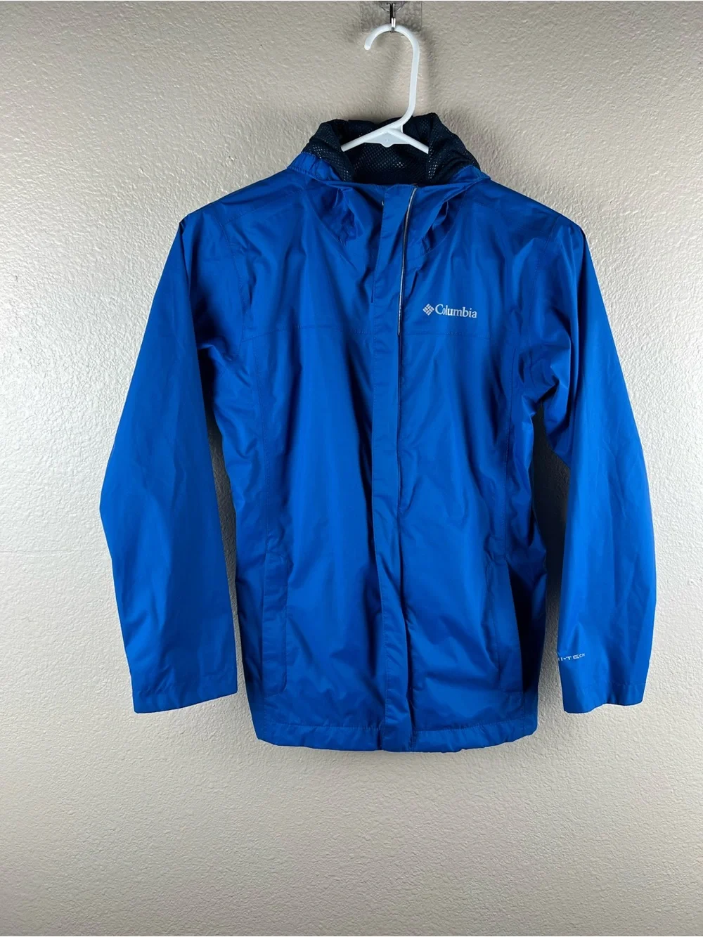 Columbia Omni-Tech Youth Medium Hooded Rain Jacket Blue